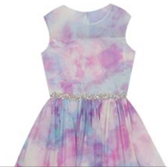 Girls Tie Dye Mesh Hi-Low Dress - Picture 9 of 9